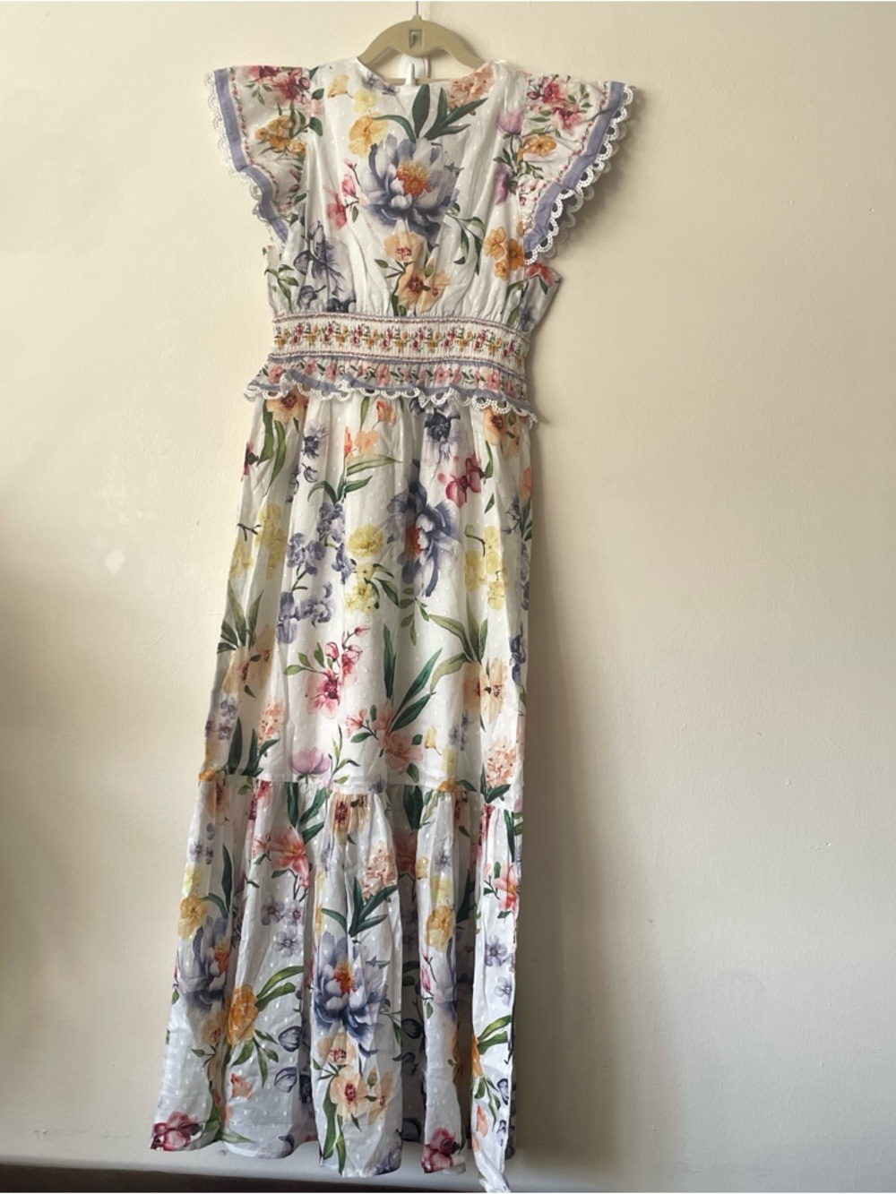 NEW Viral Camila Summer Garden Party Floral Maxi Dress Cotton Scallop Smocked - Picture 14 of 16